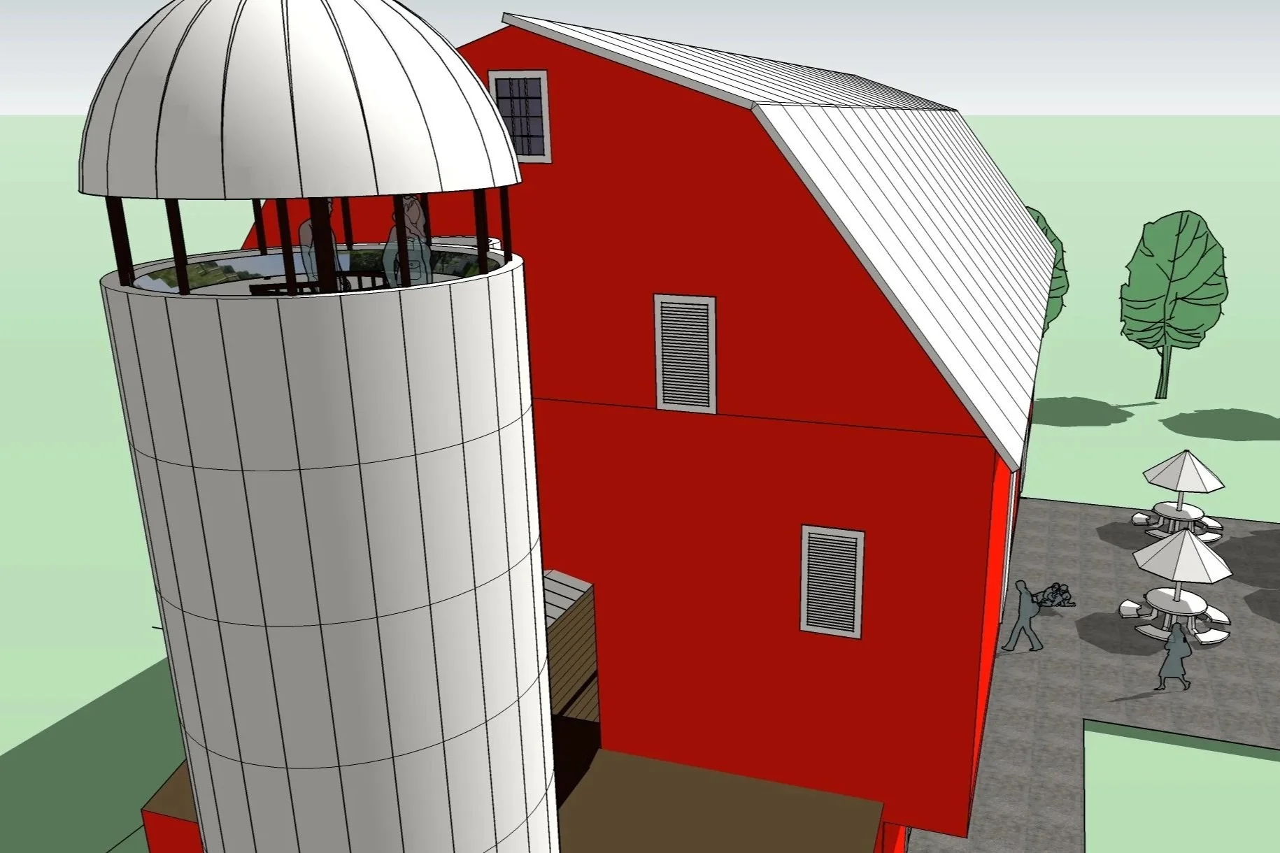 Repurposed barn silo as an observation tower at Belle Grove