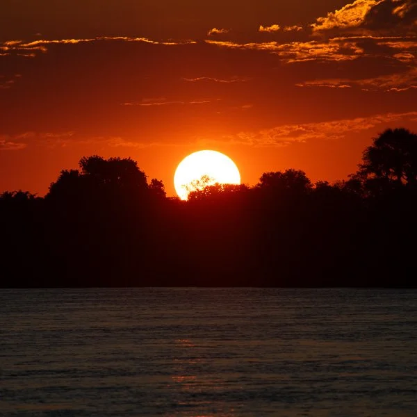 Red sunset over the Zambezi River