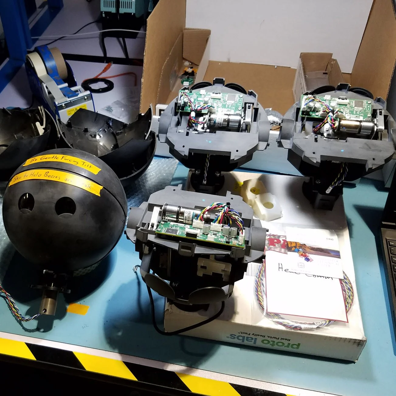 On this robotics project I got to package a lot of electronics and sensors as well as design the eyelid and head tilt mechanisms.