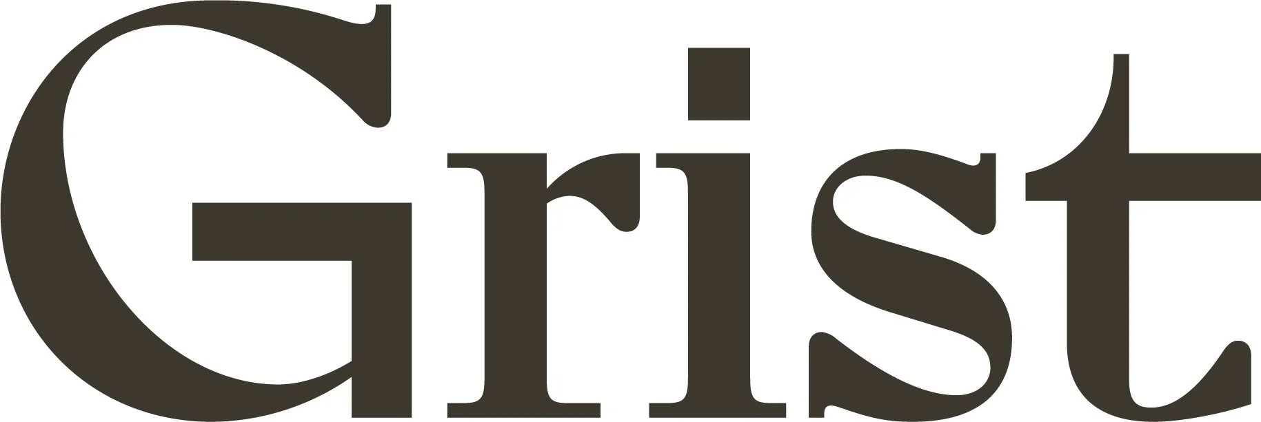 Close-up of the word 'Grist' in large, black, stylized font on a white background.