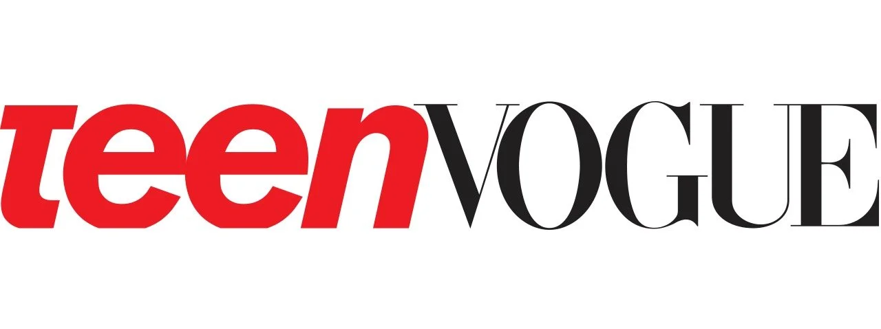 The logo of Teen Vogue magazine, with the word 'teen' in bold red lowercase letters and 'VOGUE' in black uppercase letters.