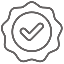 An icon of a checkmark inside a badge or seal