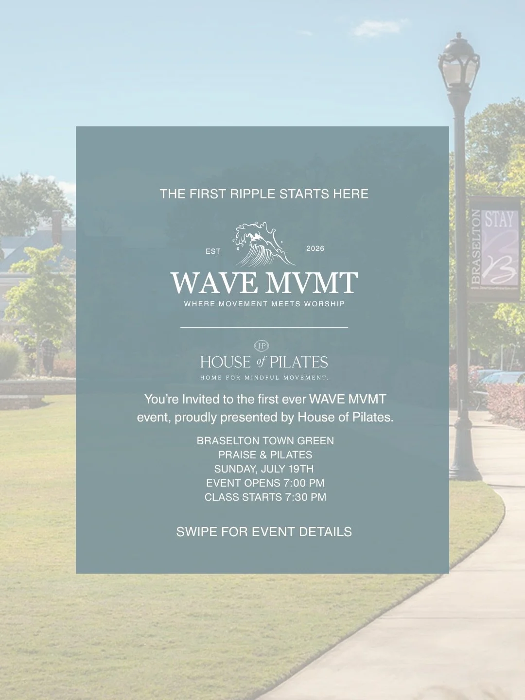 Registration is officially OPEN! 

Join us for our very first WAVE MVMT event, Praise &amp; Pilates, on Saturday, July 19th. 

Presented by @houseofpilateshoschton and booked through their software. 

Come experience an evening of intentional movemen