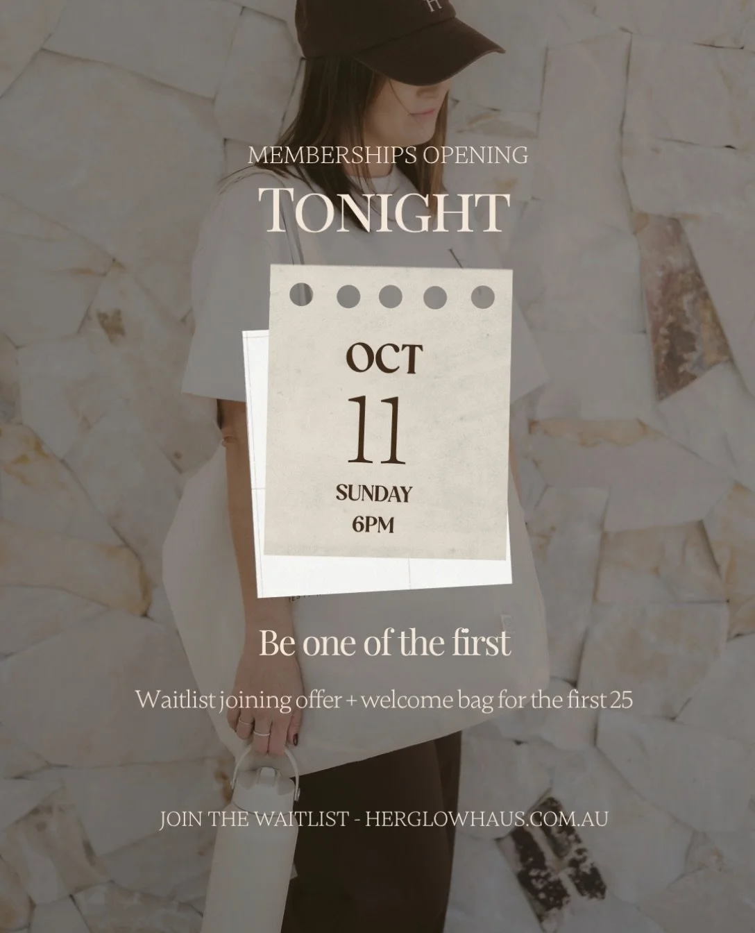 Tonight&rsquo;s the night 🤎

Memberships open to our waitlist at 6pm. This is your first chance to claim your spot before we open to everyone next Sunday.

Join tonight and you&rsquo;ll get our waitlist joining offer. The first 25 also get a Her Glo