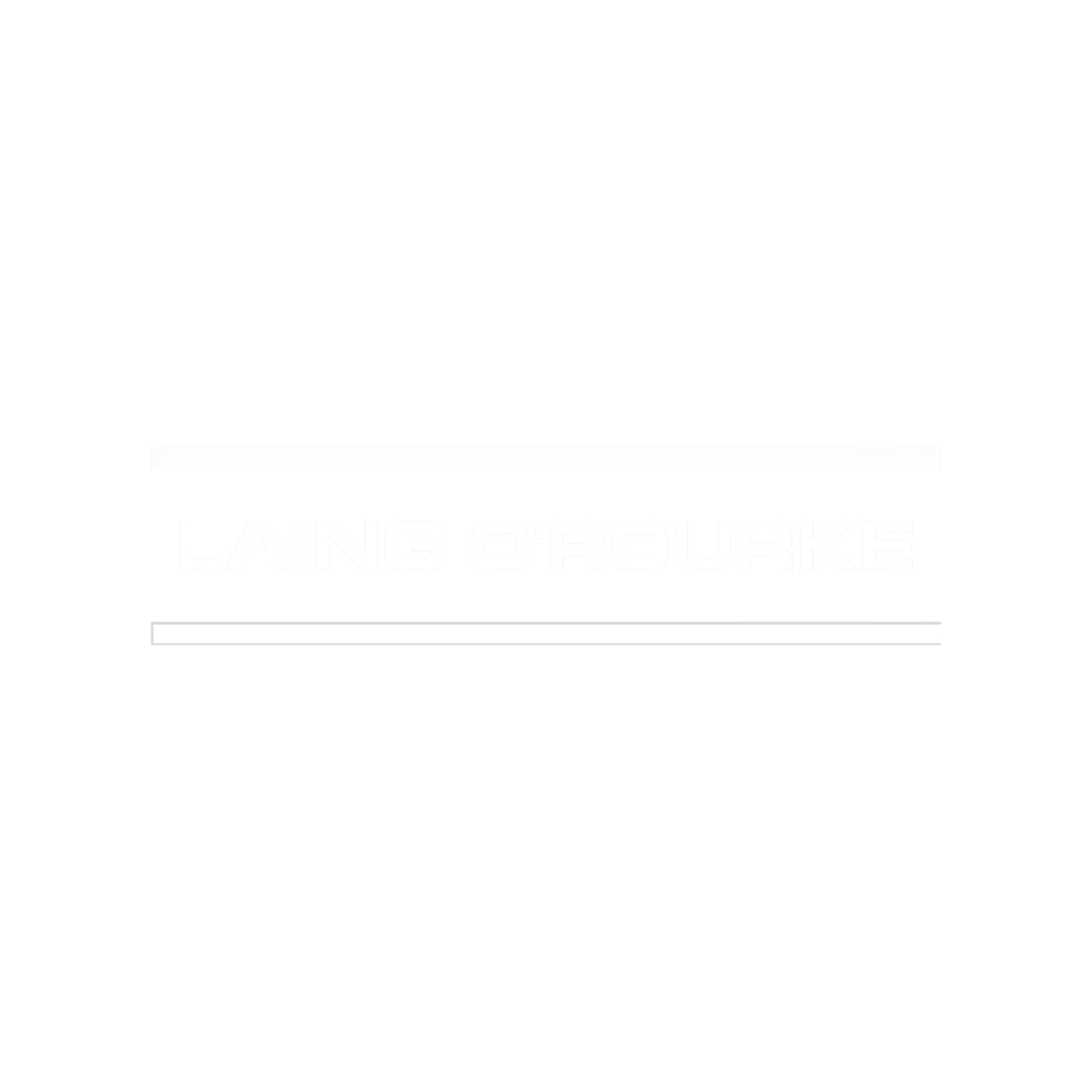 Logo of Laing O'Rourke, construction and engineering company, featuring a stylized yellow, gray, black, and white architectural structure with white and gray text.