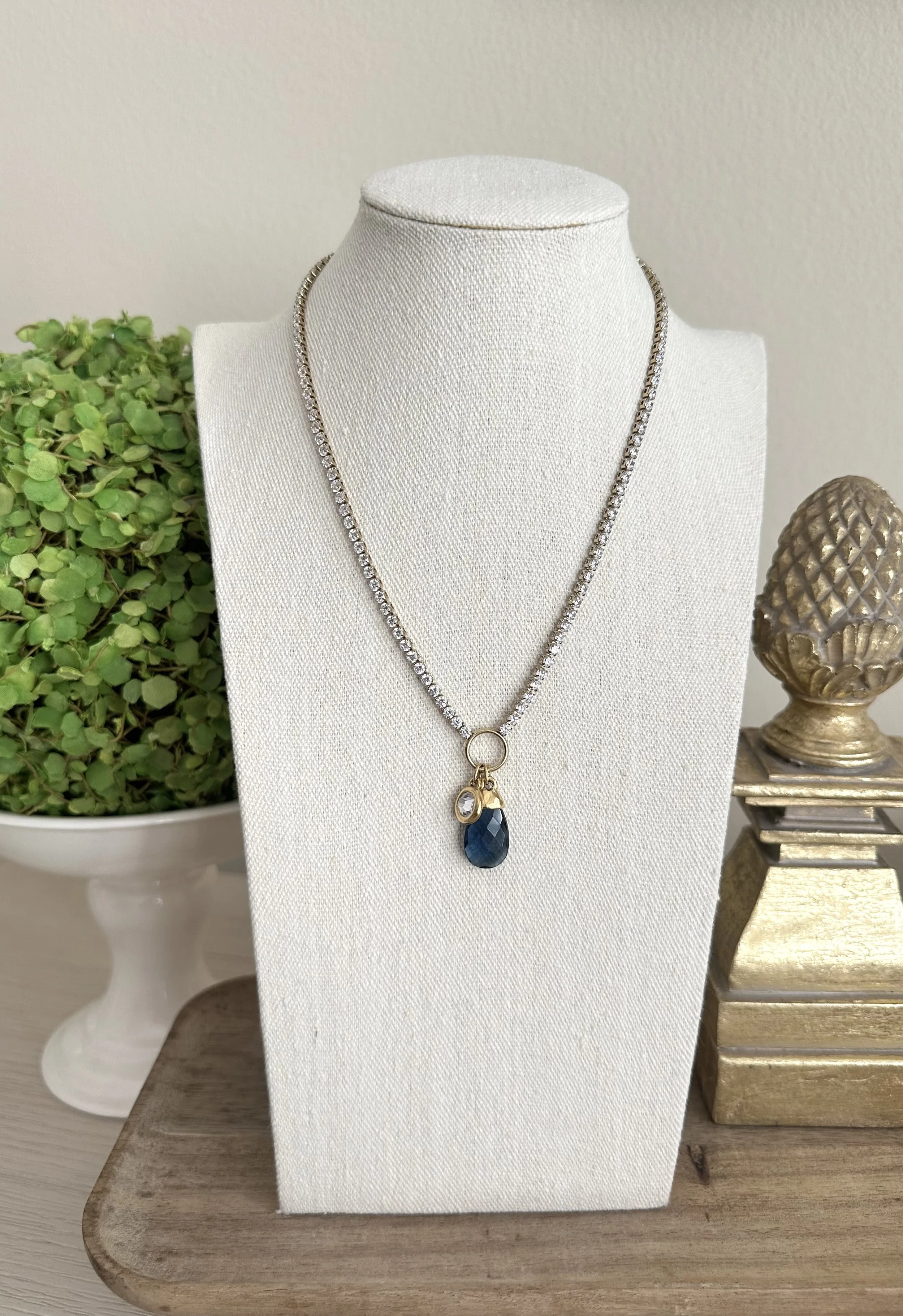 The Aurelia Sapphire Drop Tennis Necklace