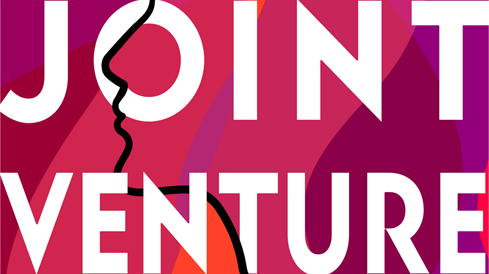 Logo with the words "Joint Venture" and a stylized illustration of two faces connected by a line.