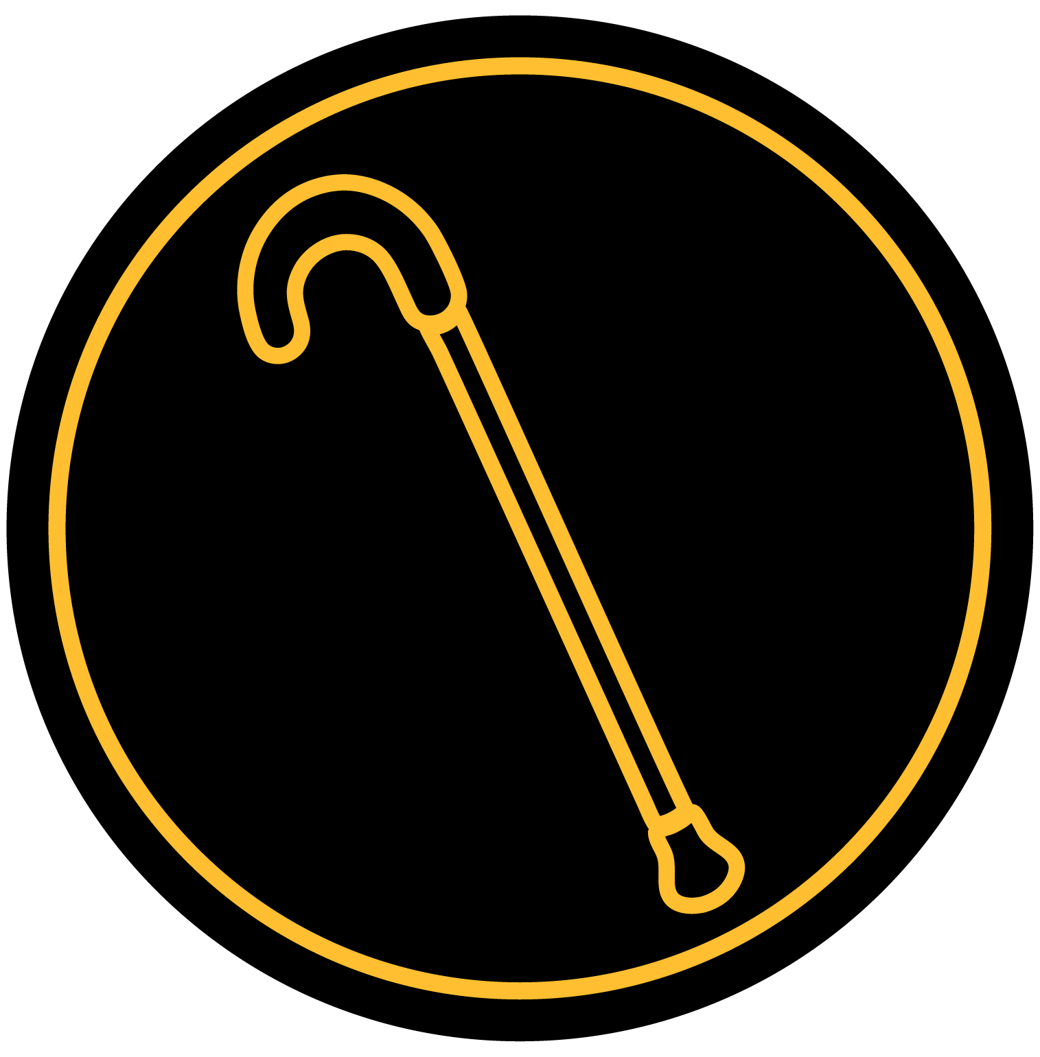 An icon of a simple cane, representing White Cane Day
