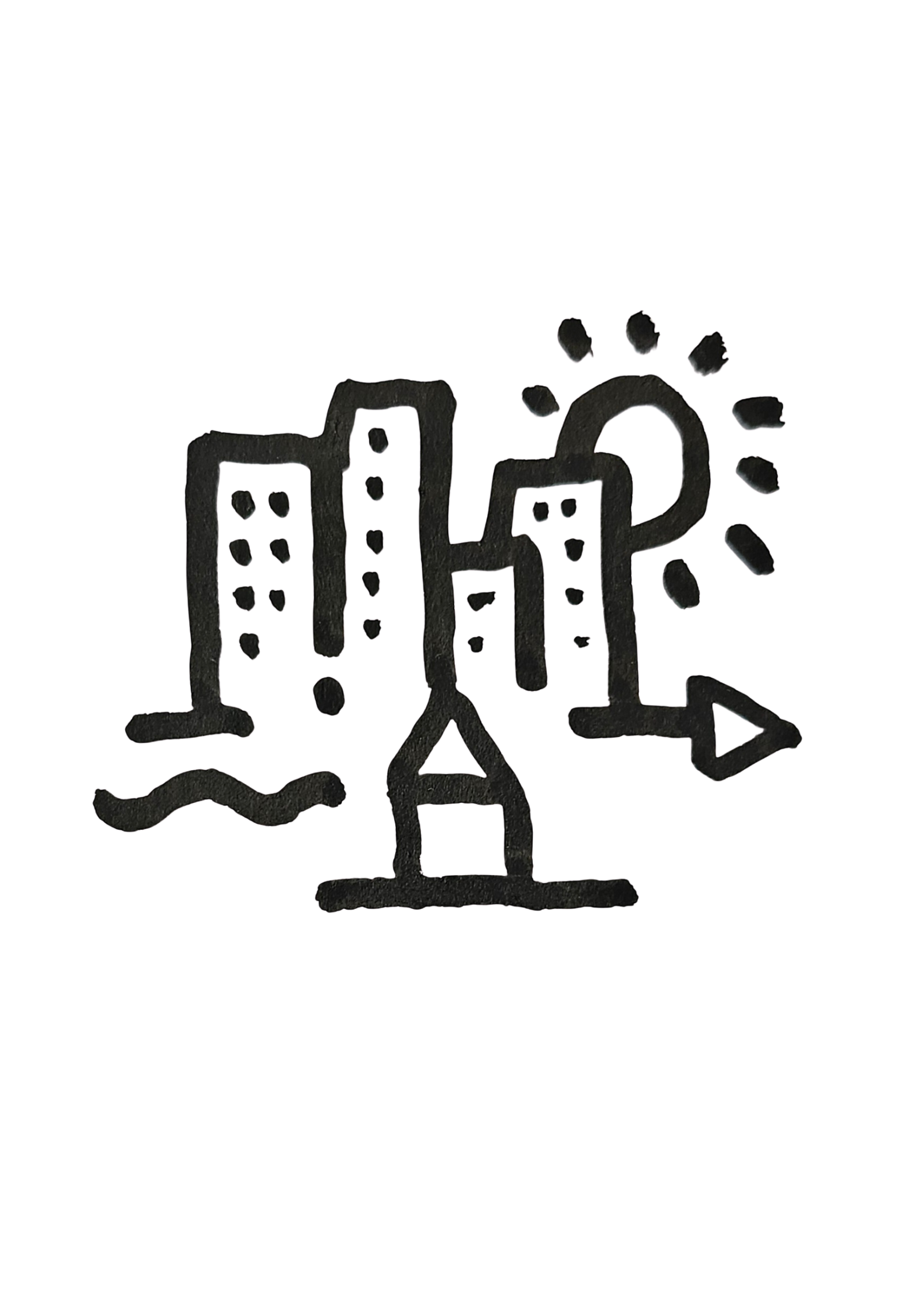 A black, illustrated, stick-figure person holding a large wrench and surrounded by various tools.
