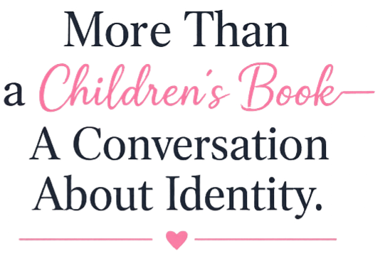 Text reading 'More Than a Mother-Board: A Conversation About Identity' with pink and black lettering and a heart icon below.