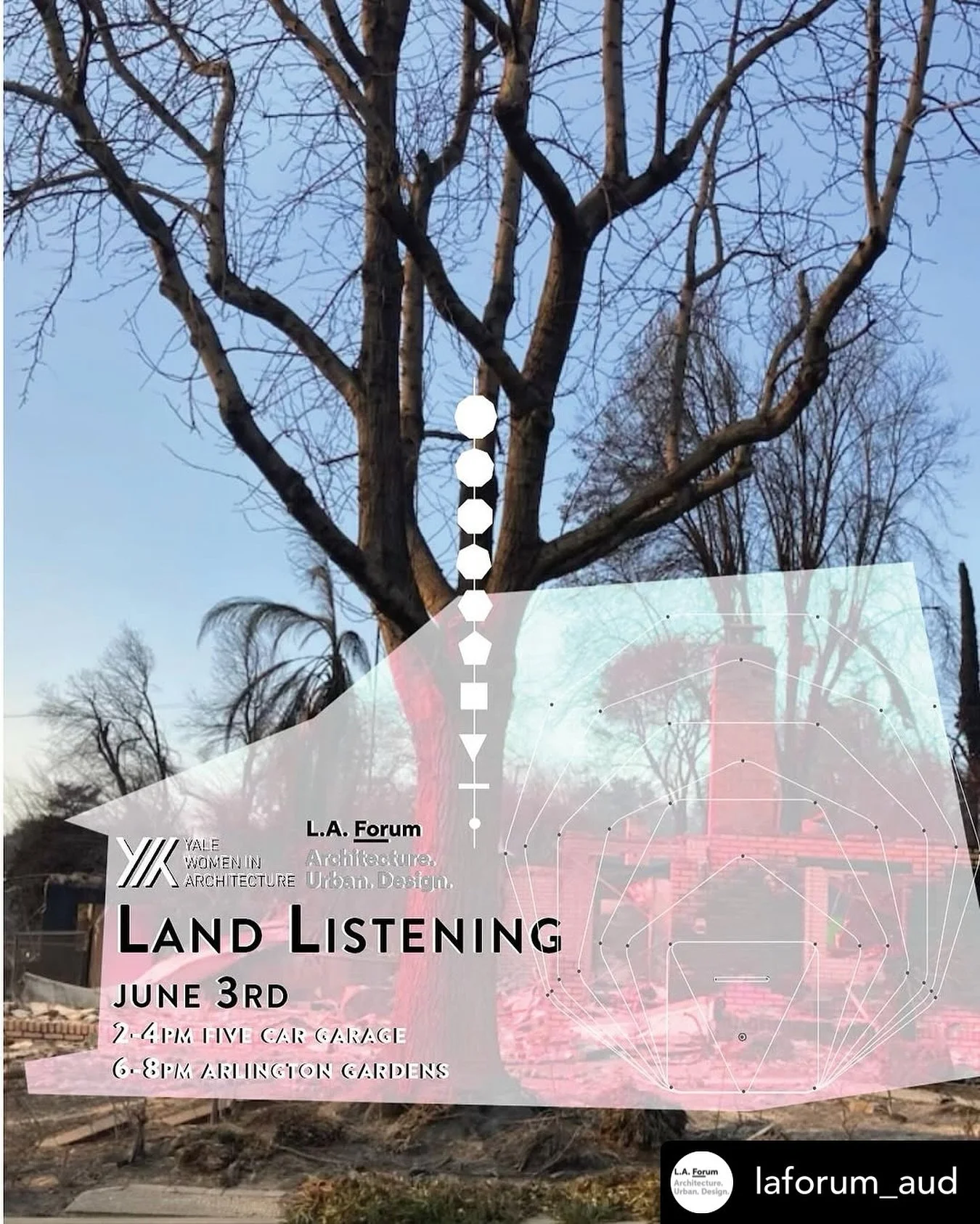 In the wake of the #lafires, we are part of two events that focus on tending to the energy of the land and deepening our relationship to it :
&bull;&bull;&bull;&bull;&bull;&bull;&bull;&bull;&bull;&bull;

@laforum_aud L.A. Forum and Yale Women in Arch