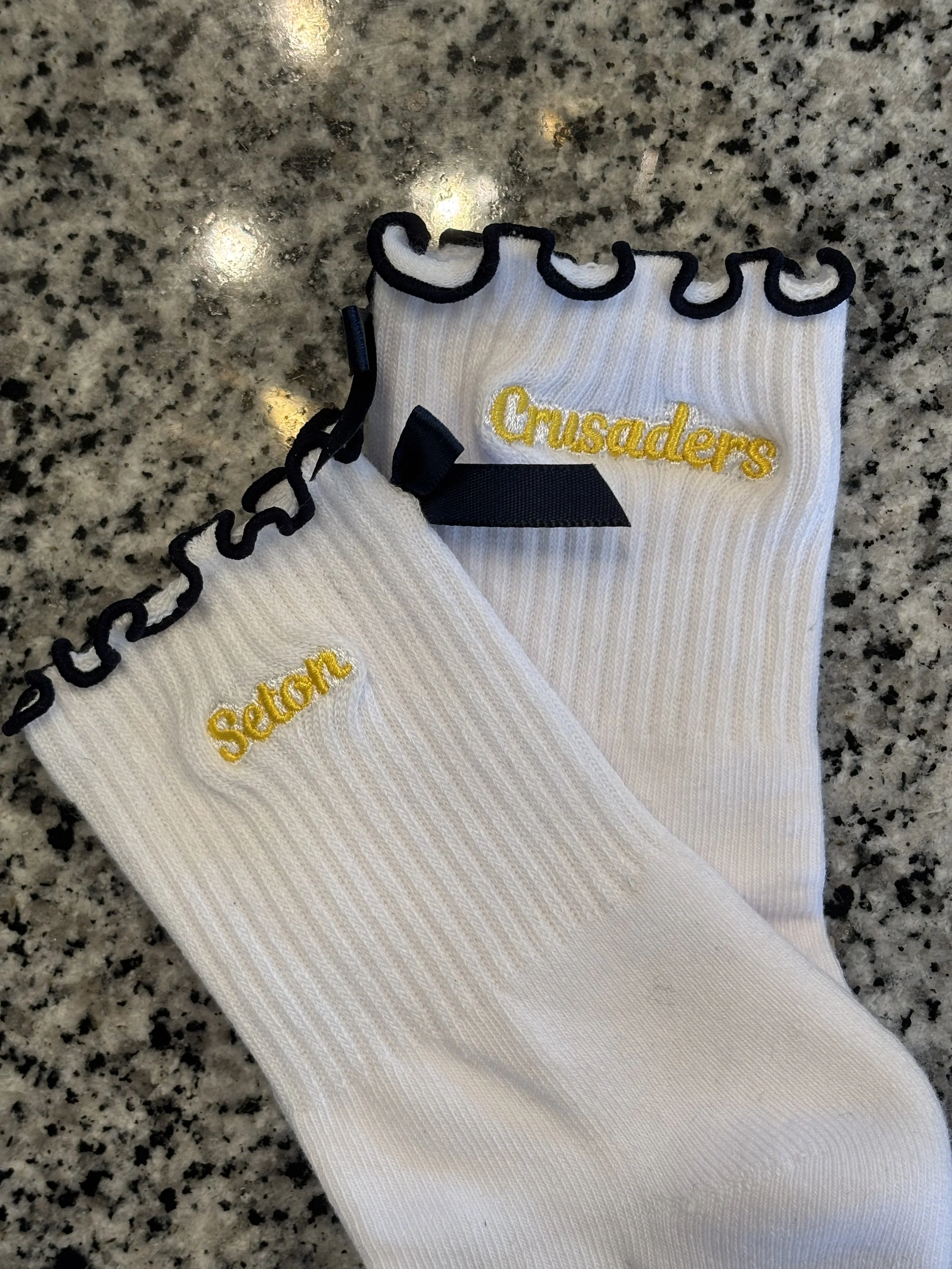 Seton Crusaders Ruffle Bow Sock- Kids