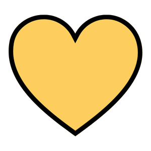 Yellow heart with a black outline.