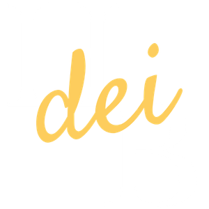Stylized text with the terms 'HBD' in large white letters and 'dei' in yellow script overlaid on a dark background.