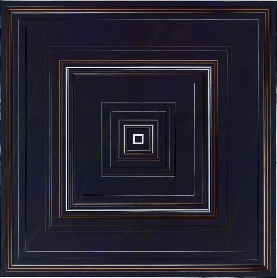 Dark Blue Concentric Squares, 2009, 70x70
