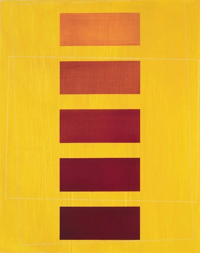 Maroon Blocks on Yellow, 2009, 19x15