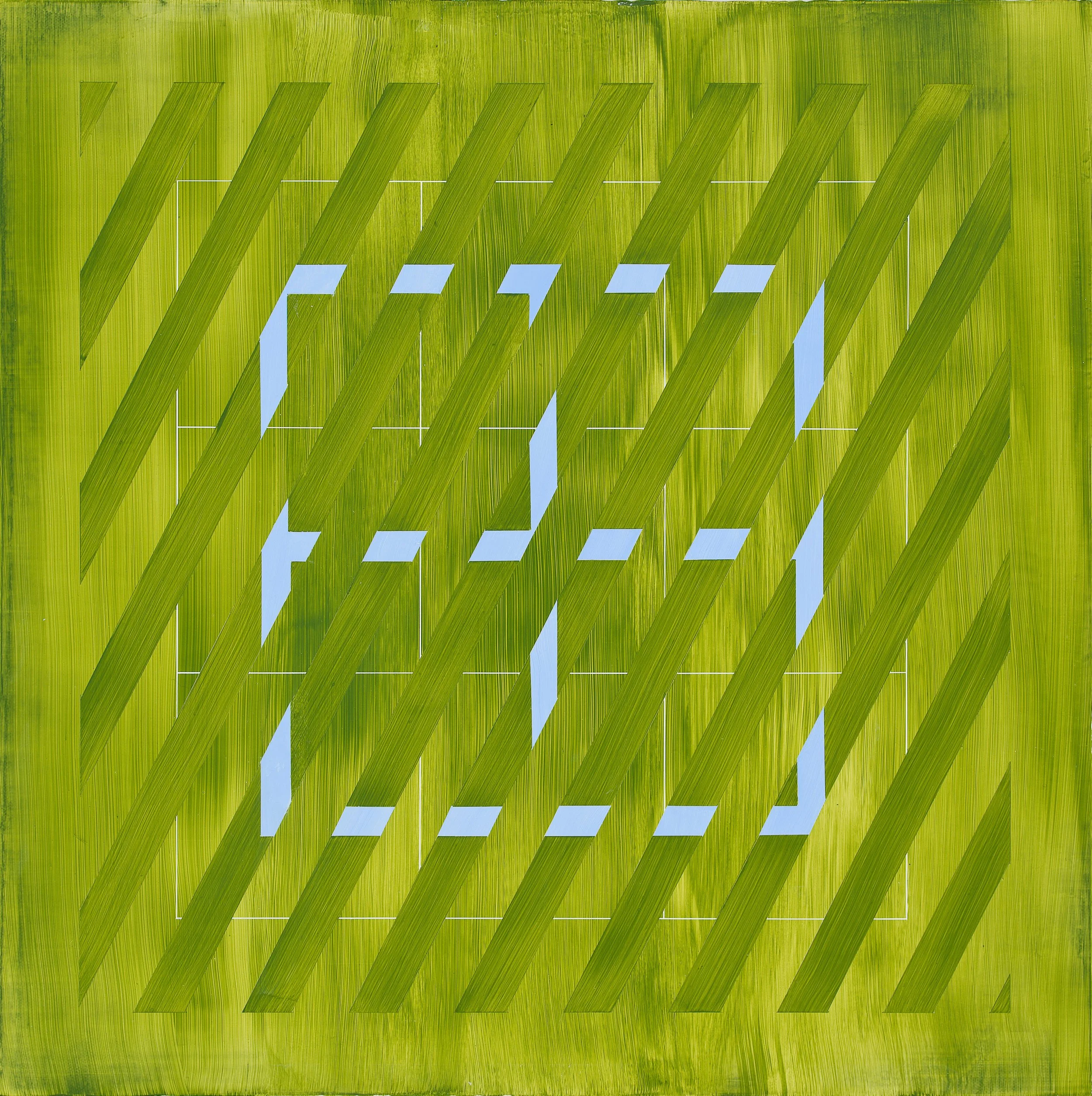 Untitled (Bright Green Wash Cross Grid), 2010, 16x16
