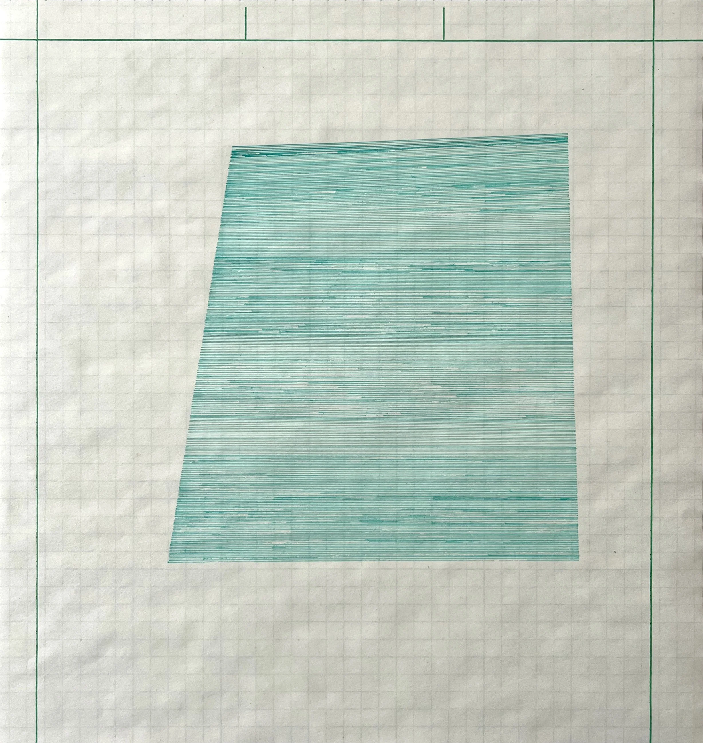 Untitled, 2019, Ink on green grid paper, 8.25x8