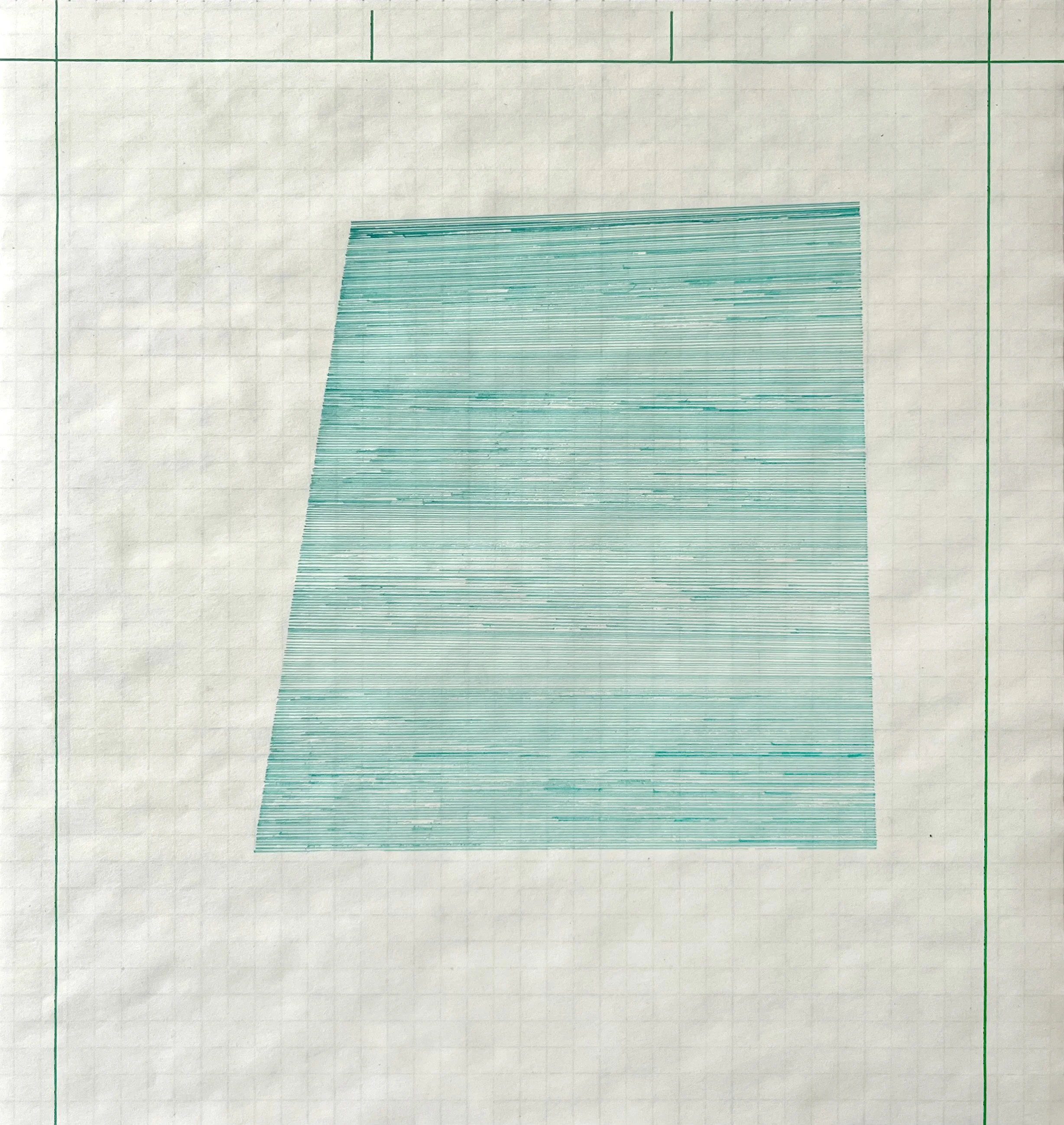 Untitled, 2019, Ink on green grid paper, 8.25x8