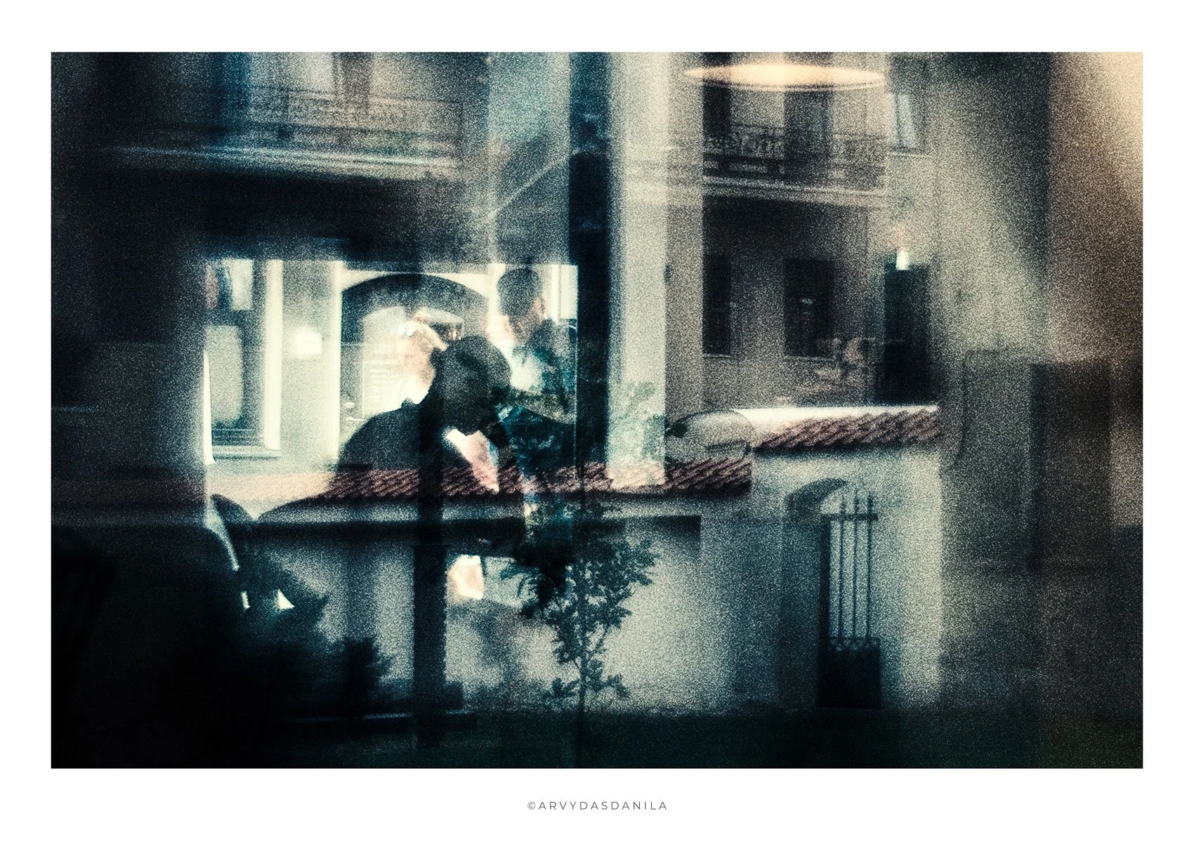 Visually poetic mysterious image photograph blue teal tones town reflections super stylish photo print by arvydas danila
