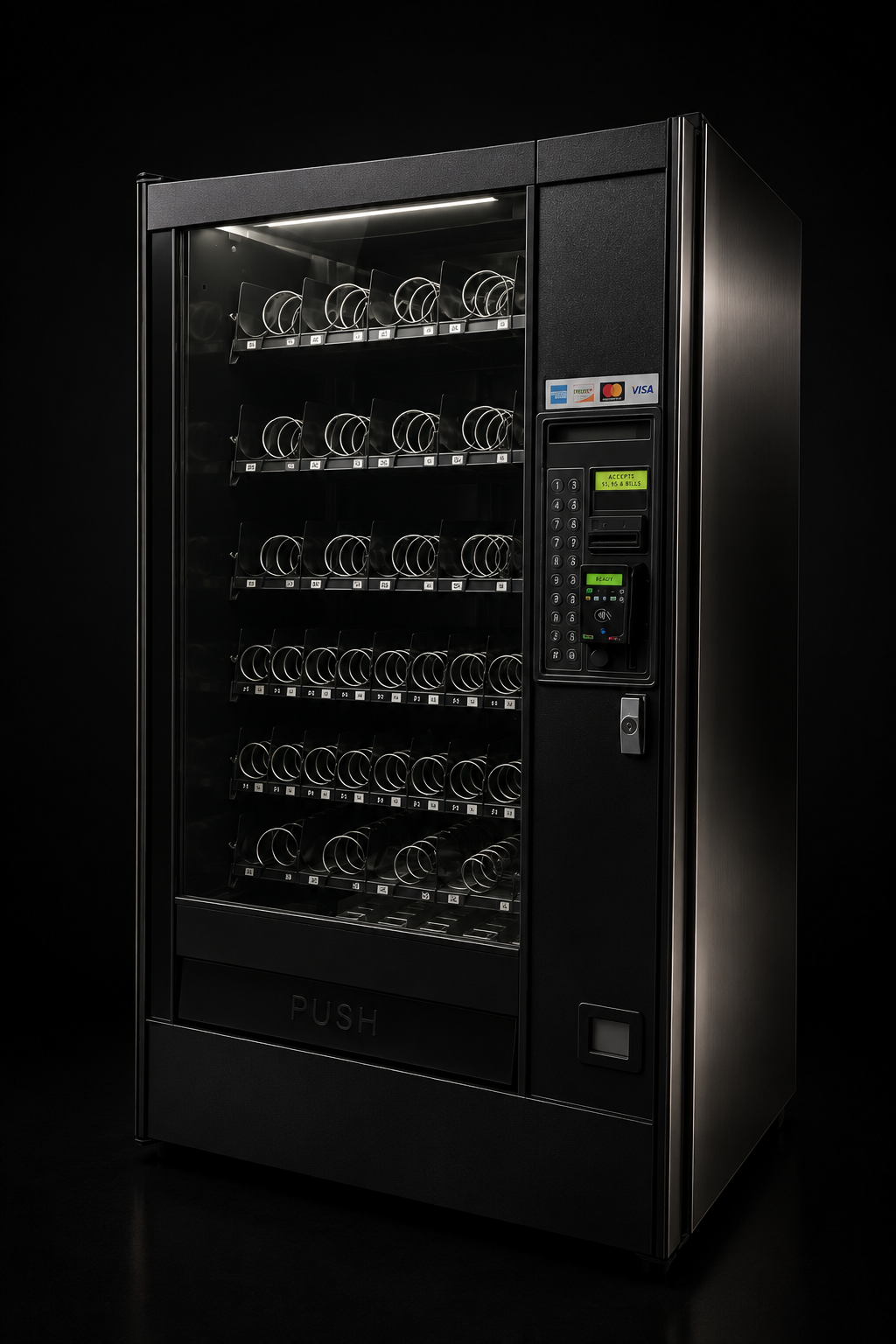 Crane Snack Machine Reliable spiral-shelf snack.