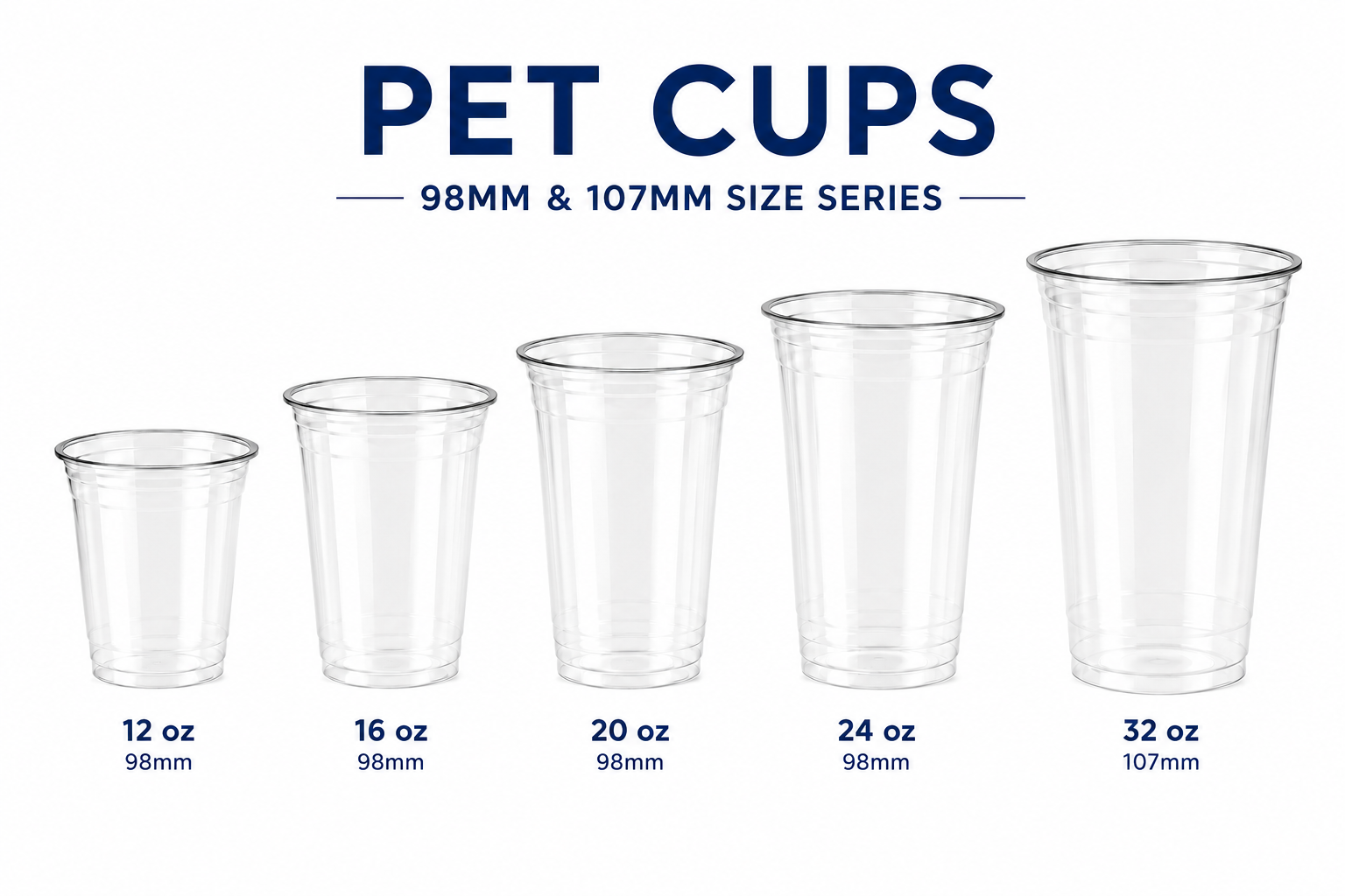 Clear PET cups for coffee shops, juice bars, smoothie shops, and beverage businesses by Signature Supplies LA.