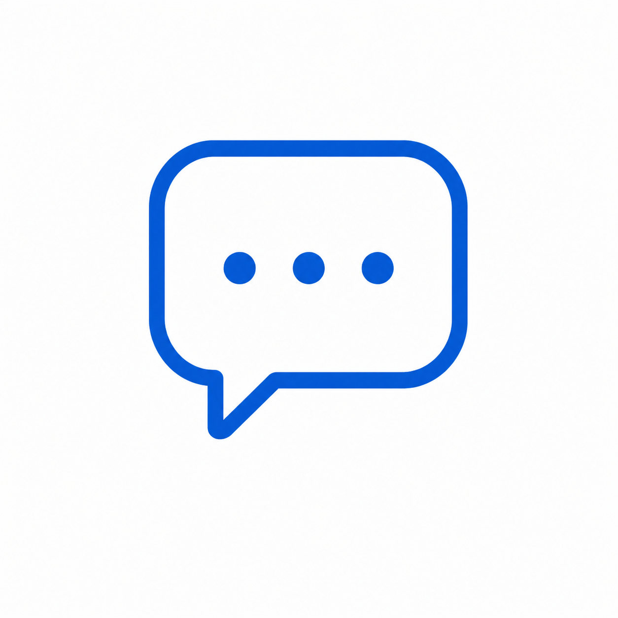Blue chat bubble icon with three dots inside, indicating a message or communication.