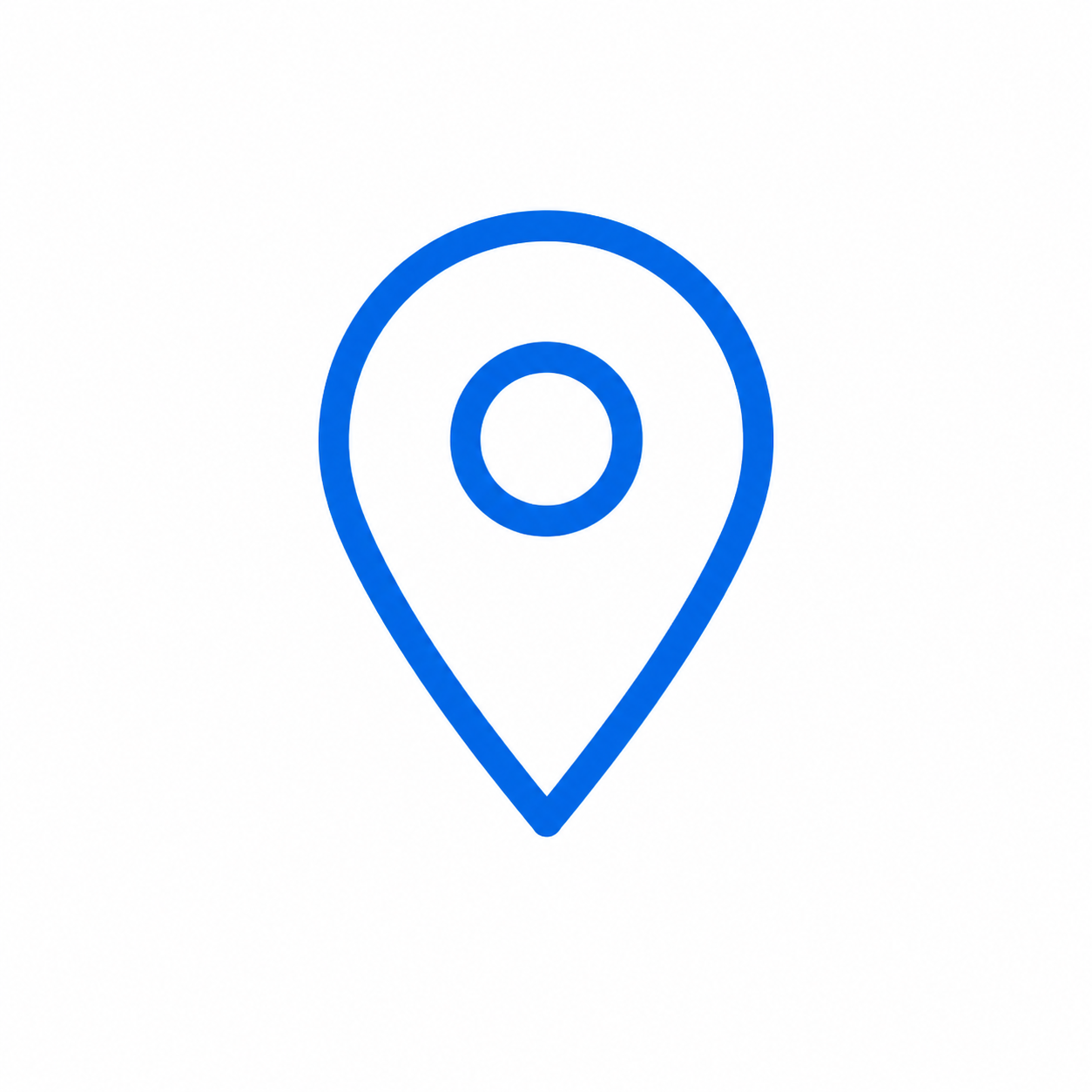 Blue location pin icon on a white background.