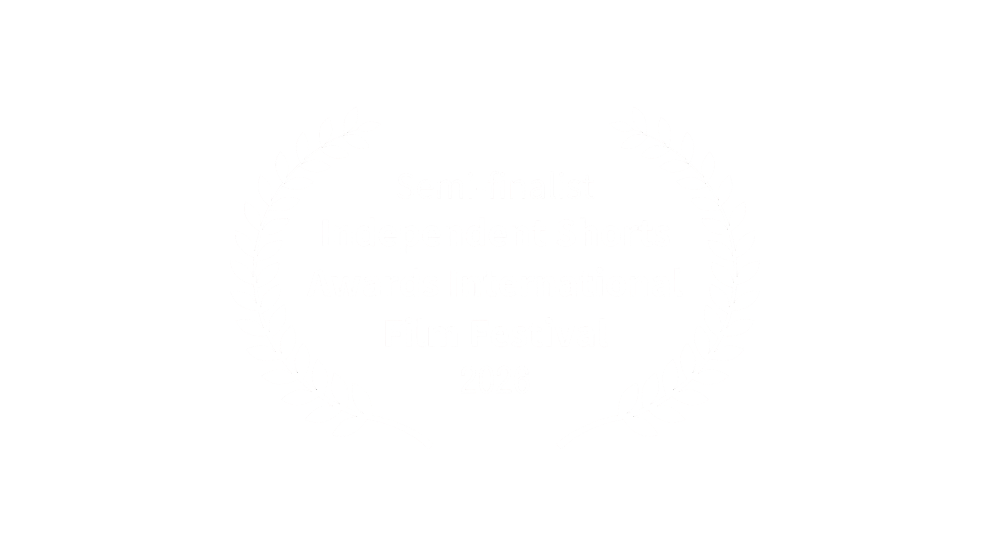 Award badge for semi-finalist in the Independent Shorts Awards International Film Festival 2026, featuring a laurel wreath design.