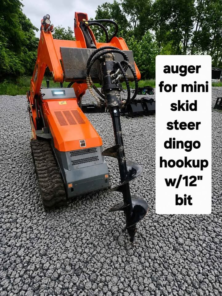 Mini Skid Steer Dingo Auger hook up with 12-Inch Bit