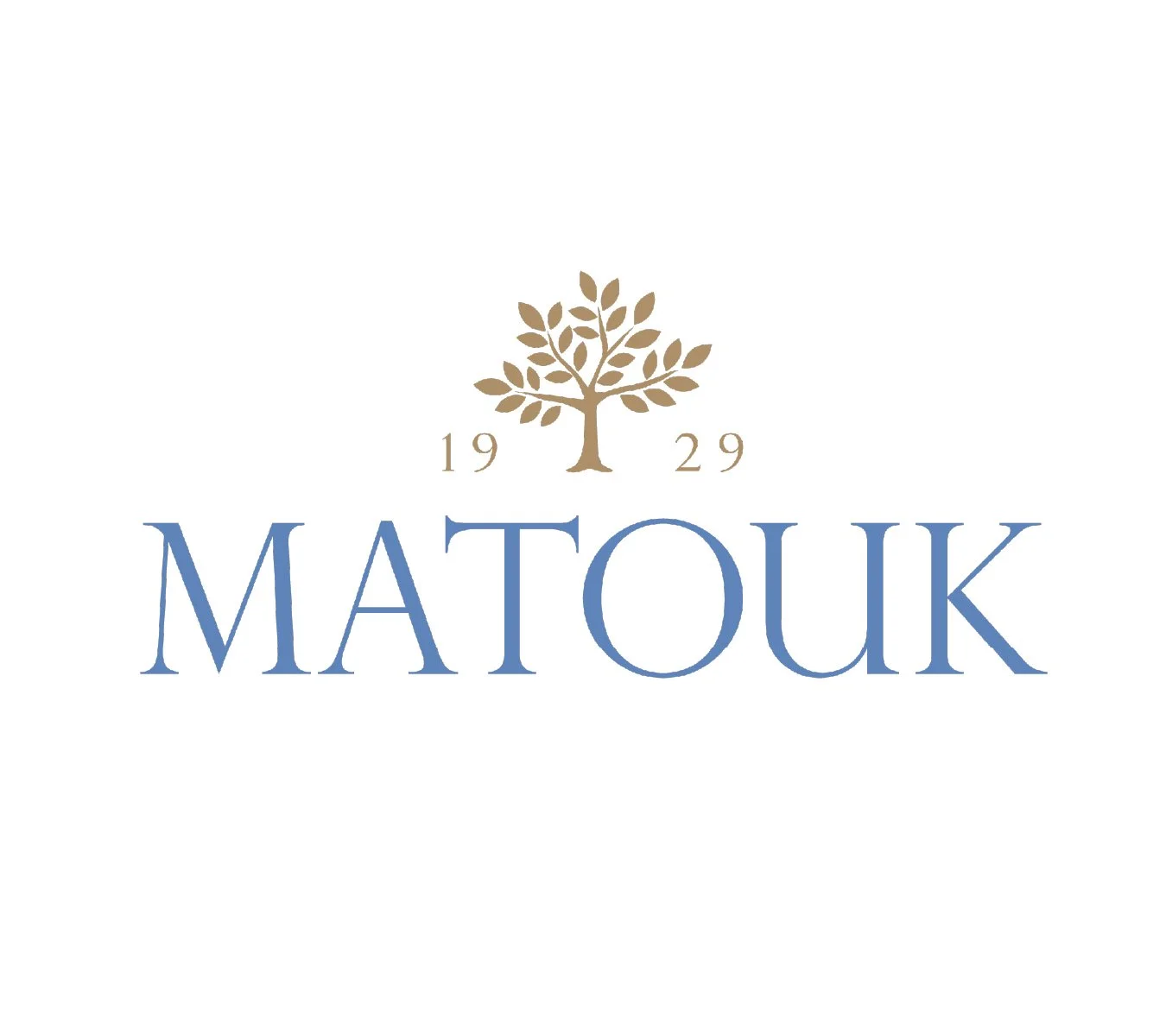 Logo with a stylized tree at the top, the year 1929 split on either side, and the word 'MATOUK' in large blue letters below.