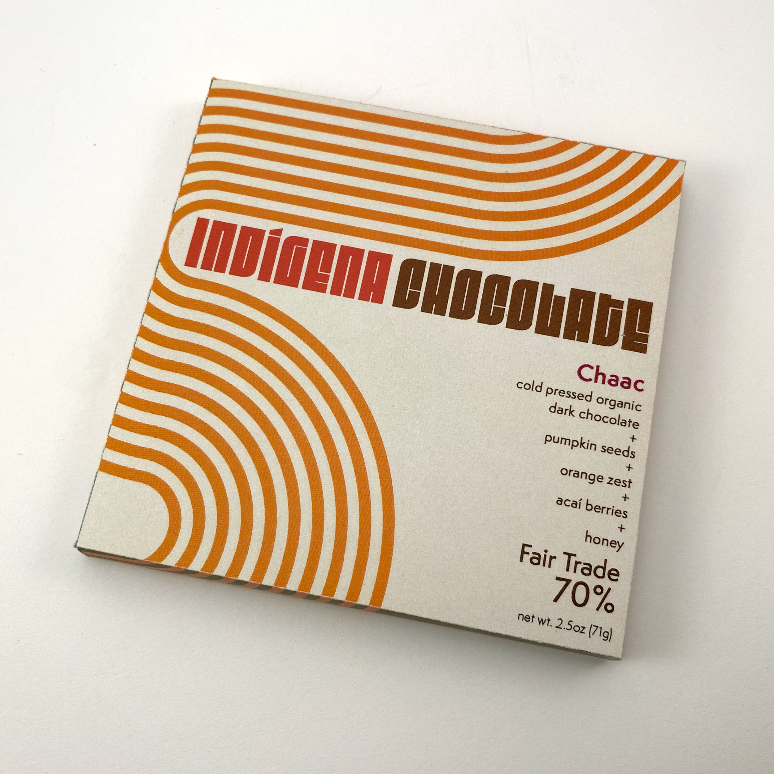 Chaac Bar. Mock-up, individual chocolate bar, exterior wrapper design