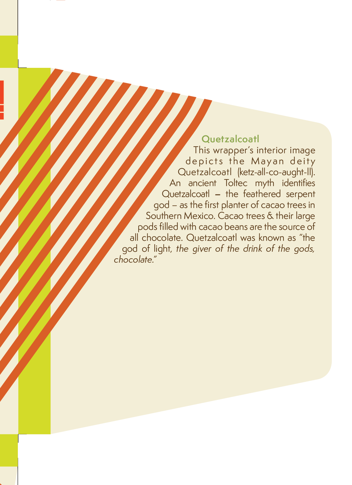 Quetzalcoatl Bar. Detail, side flap, exterior wrapper design