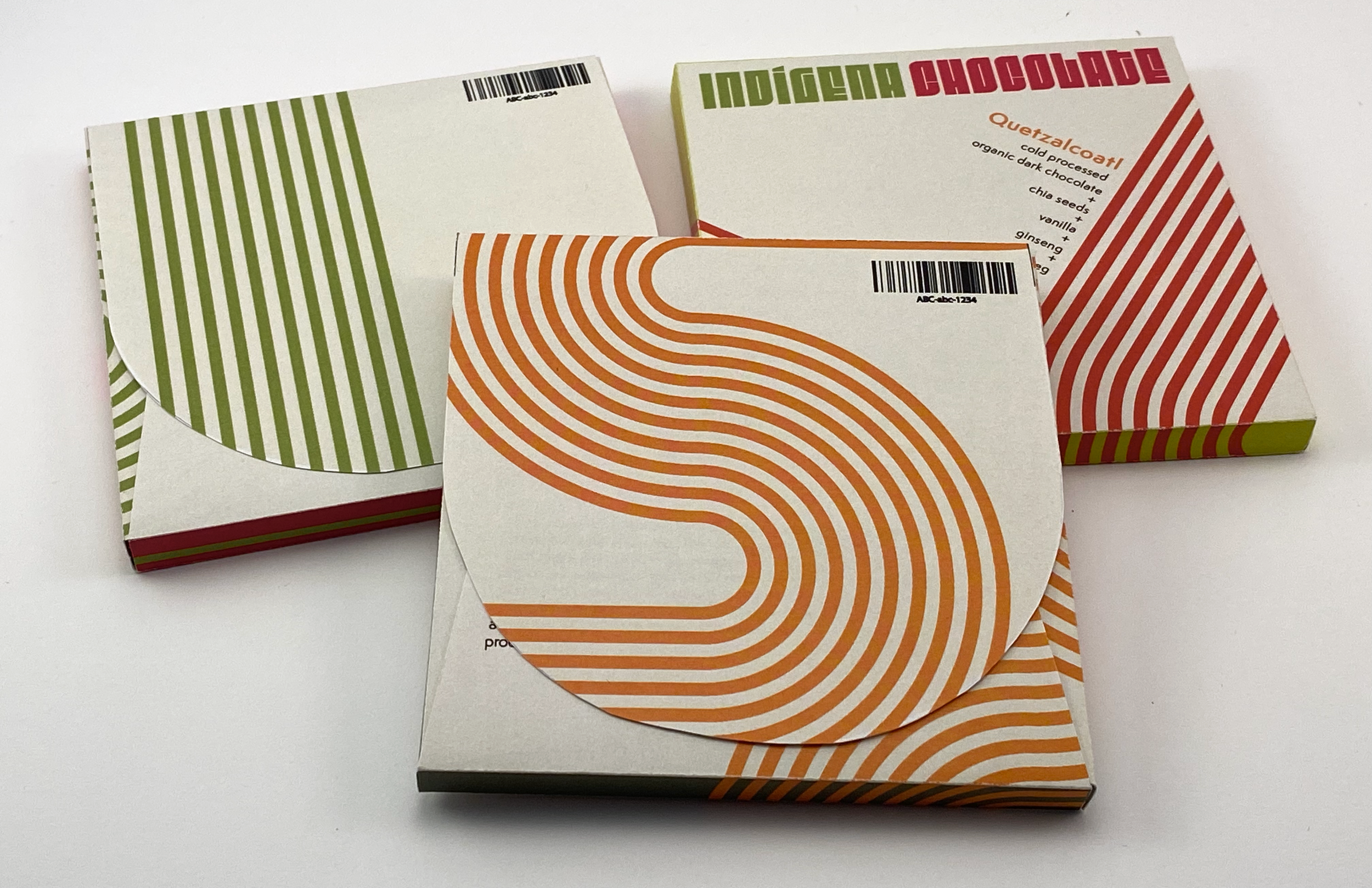 Indígena Chocolate. Mock-ups, individual chocolate bar wrappers, back views