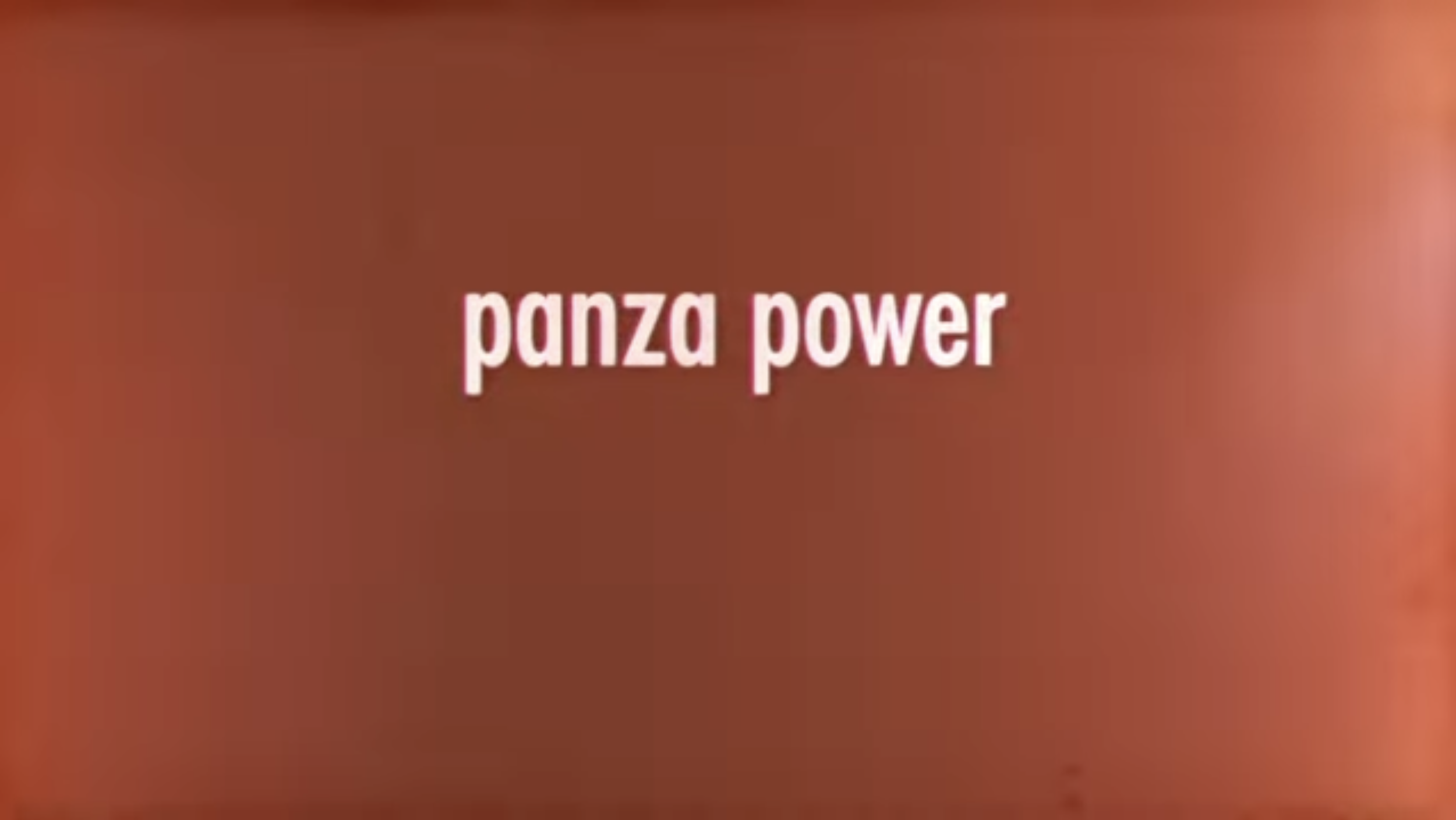 Words that read: Panza Power, reddish background