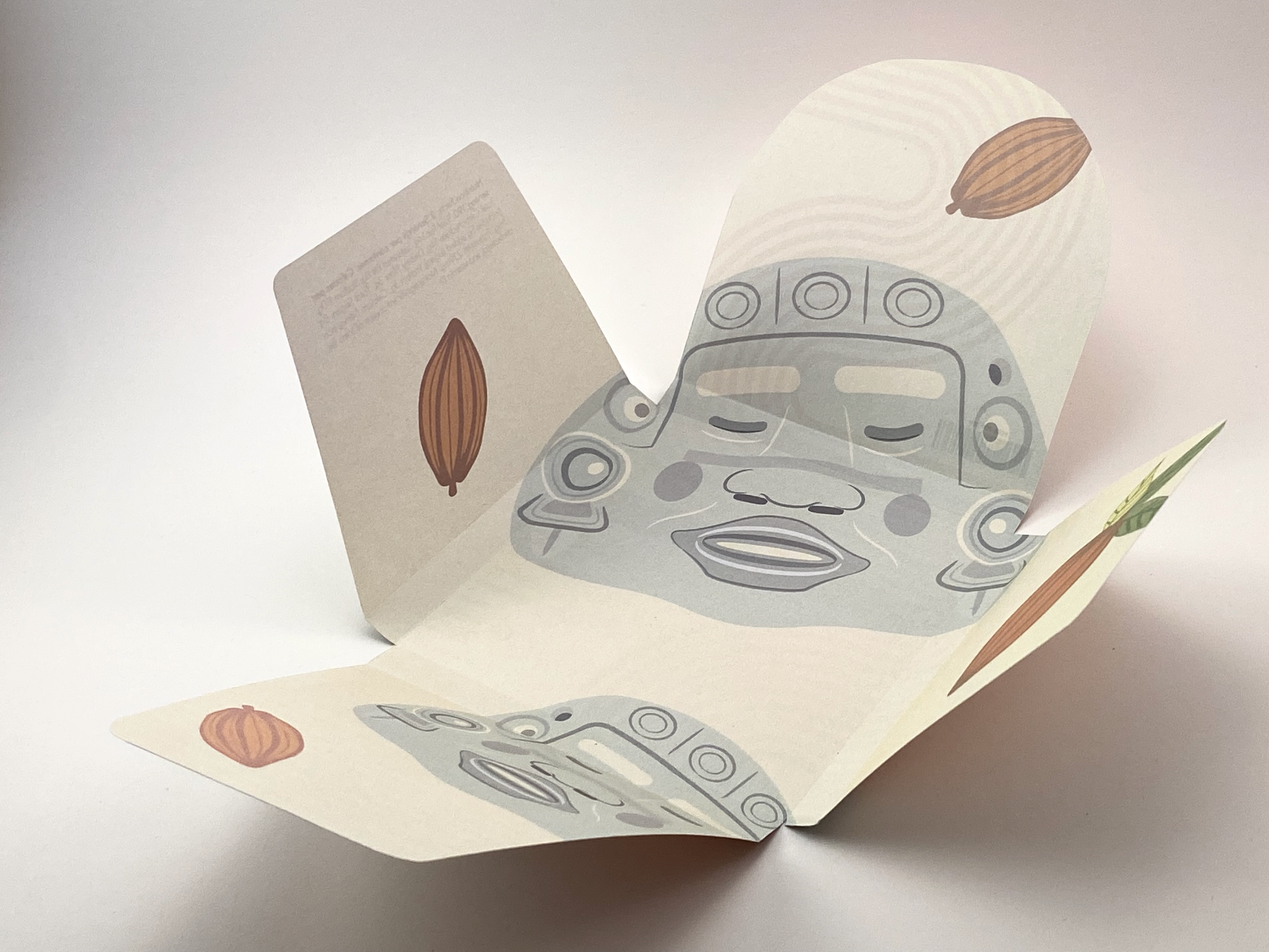 Chaac Bar. Mock-up, individual chocolate bar, view of interior wrapper design