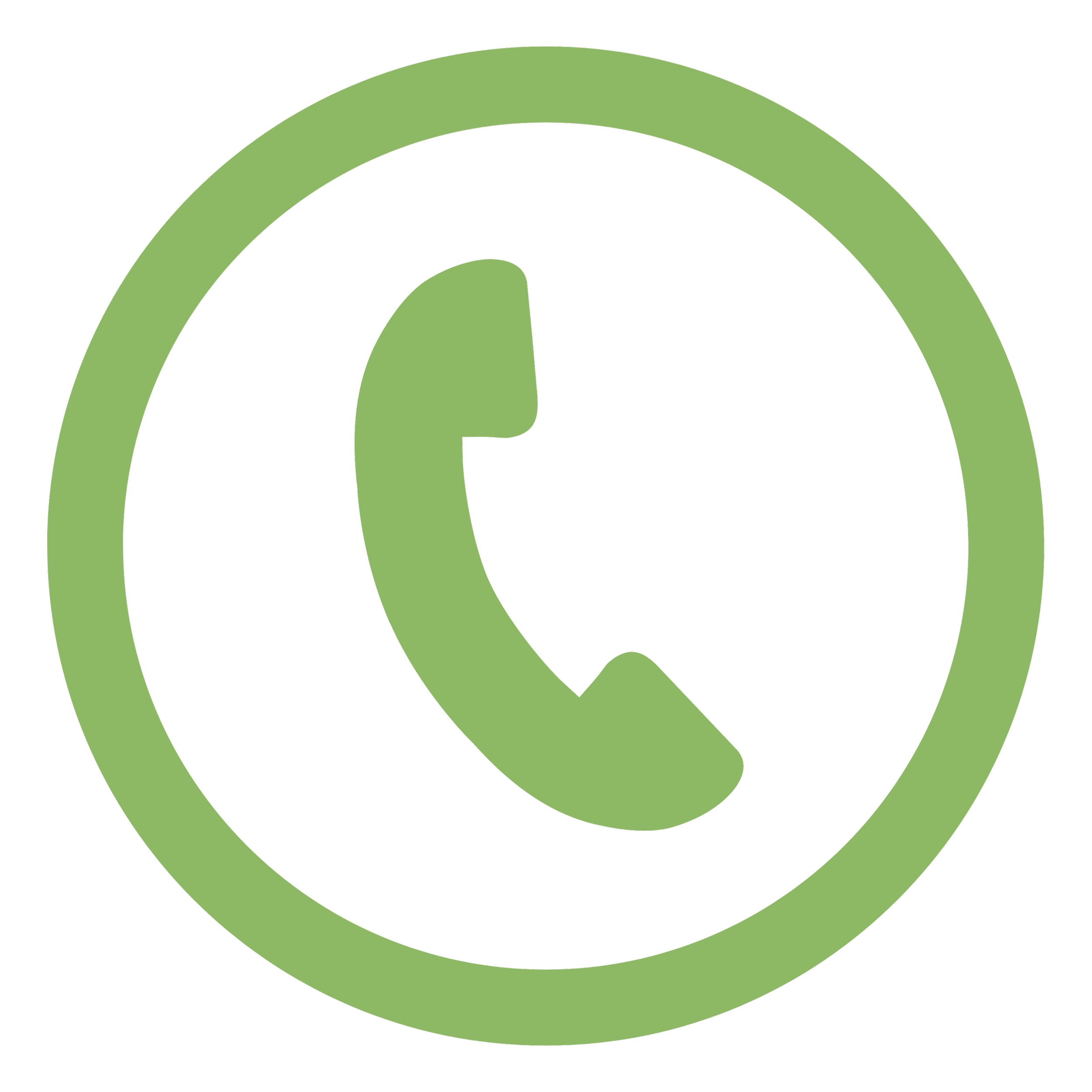 Green phone icon inside a green circle on a black background.