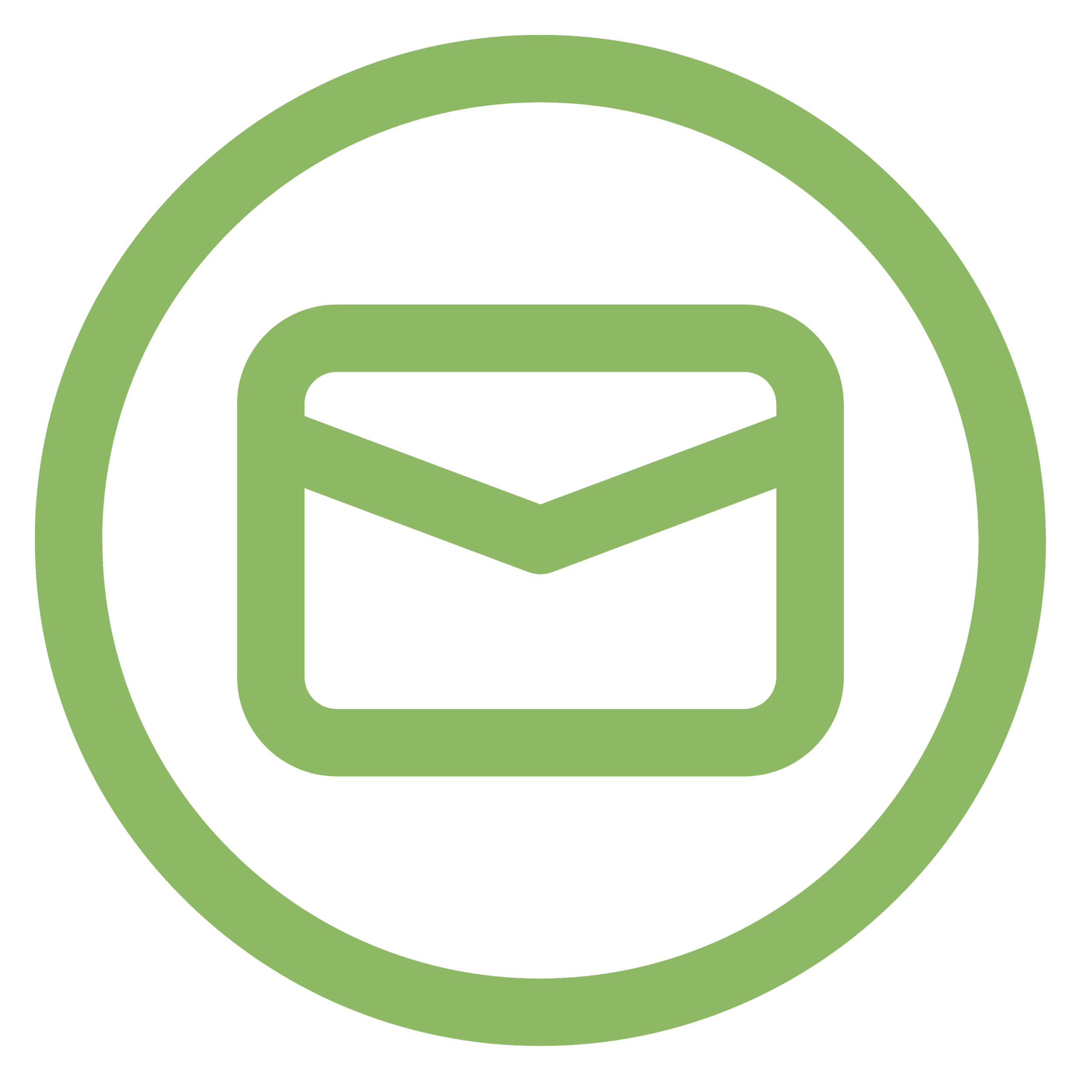 Green email icon inside a black circle with a green outline.