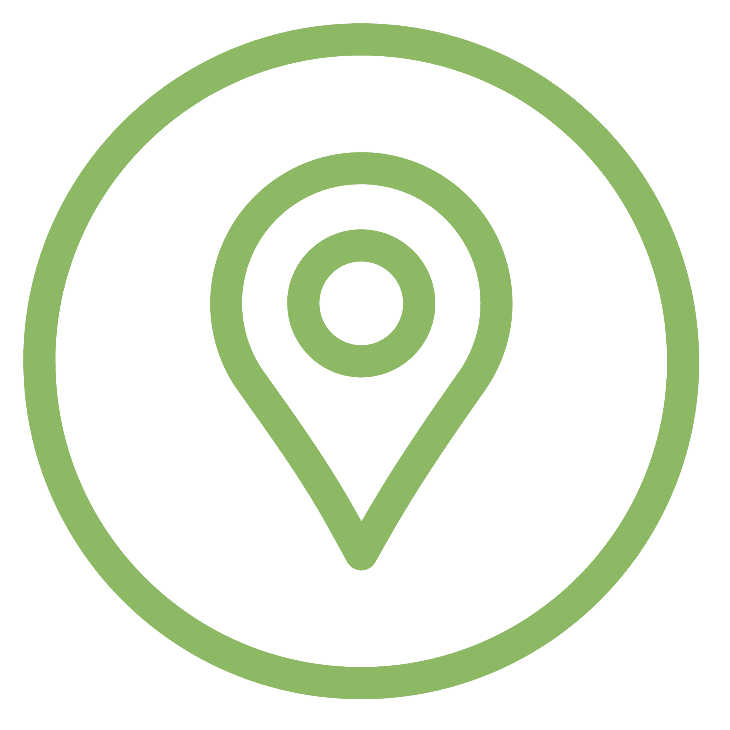 Green location pin icon inside a green circle on a black background.