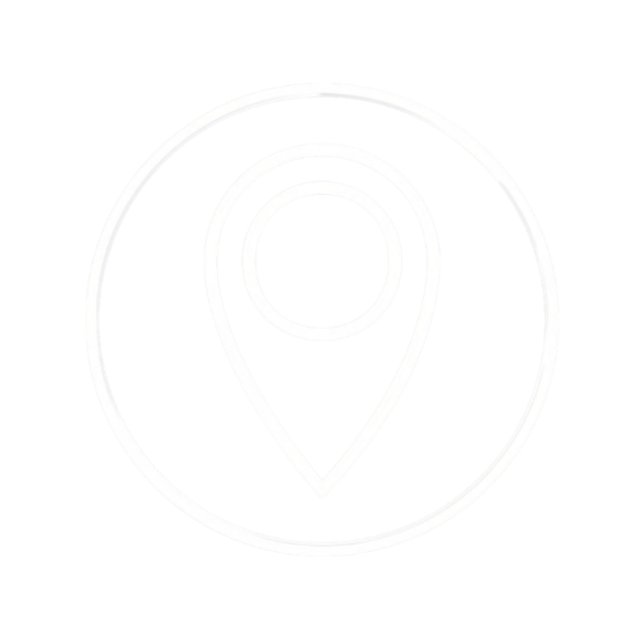 White location pin icon on a black background.