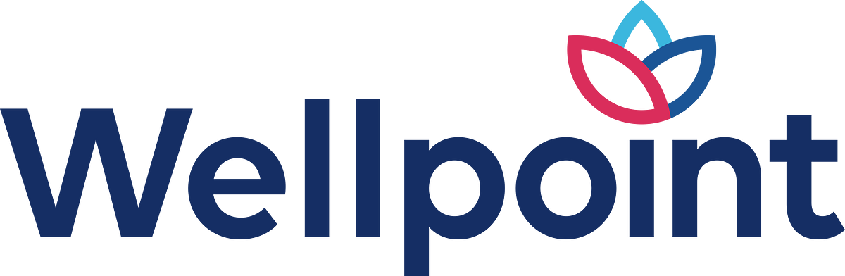 Wellpoint logo with text and a stylized flower above the letter 'i'