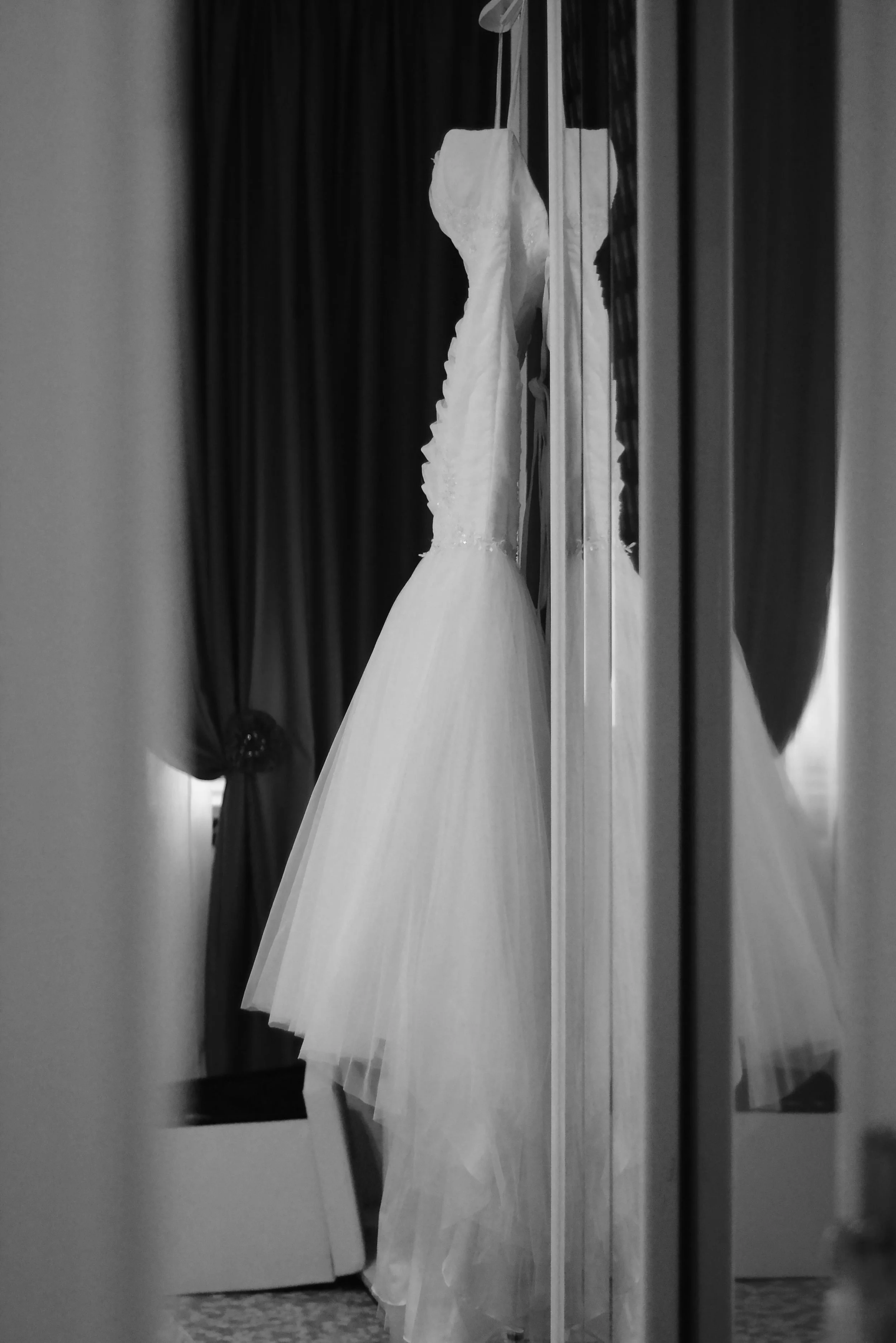 Wedding dress hanging