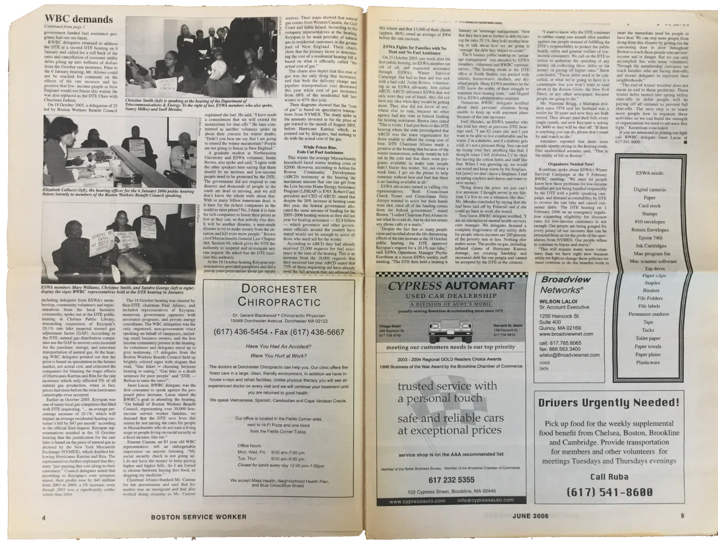 Photo of one of inner pages of June 2006 BSW with jump heading "WBC demands."