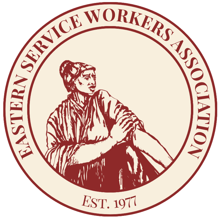 Medallion with image of Sojourner Truth in the center and the words "EASTERN SERVICE WORKERS ASSOCIATION" and "EST. 1977" around her.