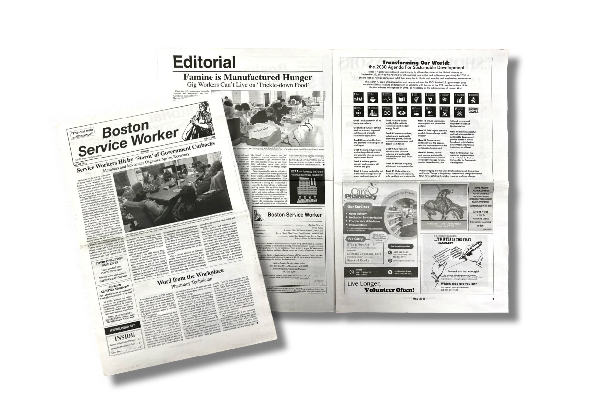 Photo of front page and first 2 inside pages of May 2026 BSW.