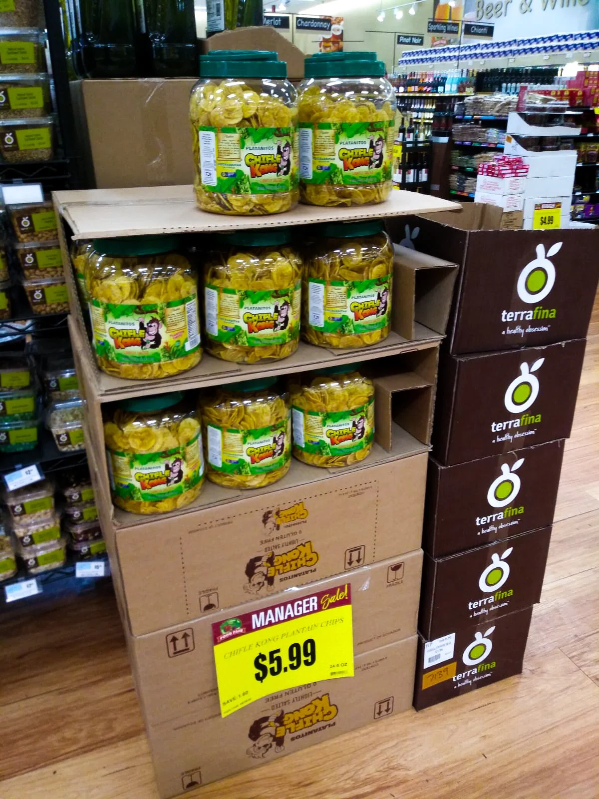Chifle Kong plantain chips on retail store shelf