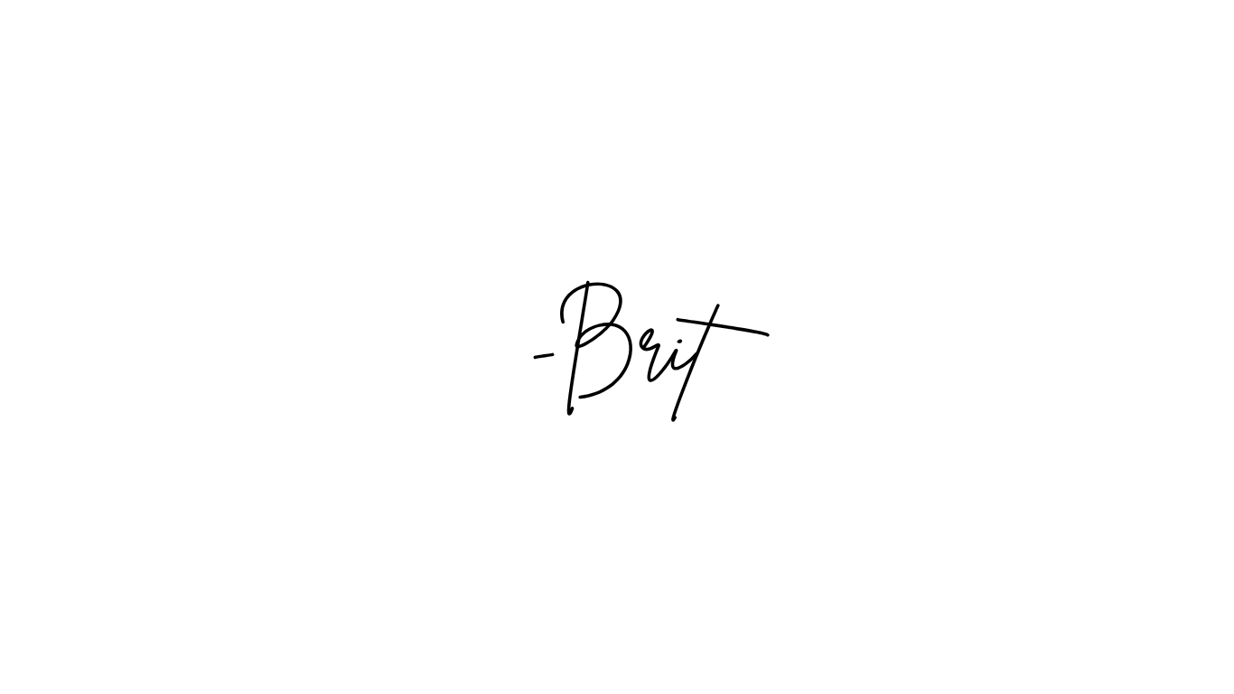 The word 'Brit' written in black cursive on a white background.