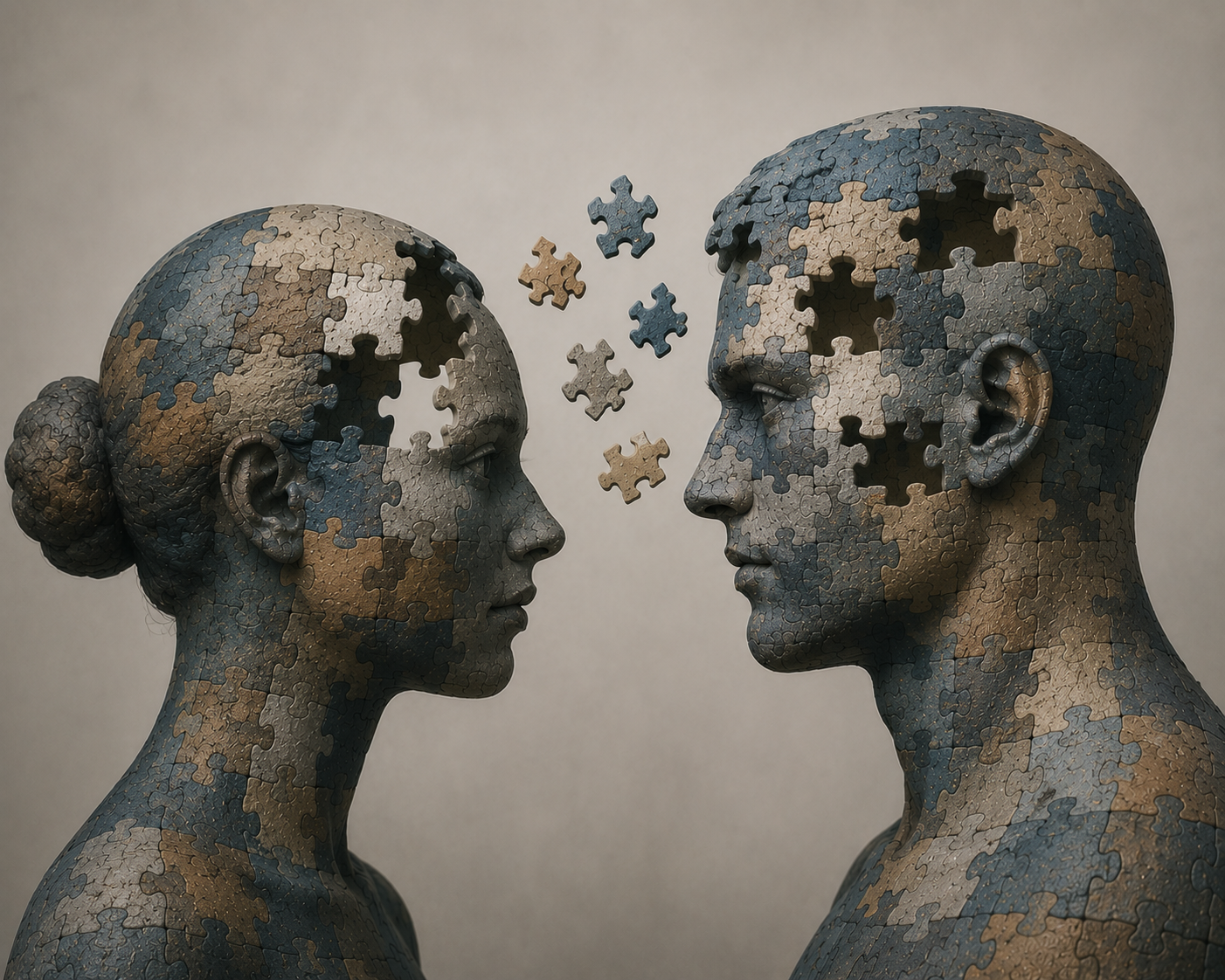 a graphic image showing a couple with missing puzzle pieces