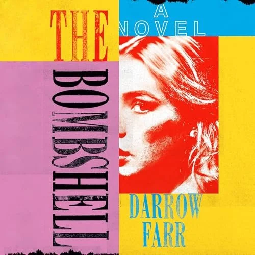 Book cover titled 'The Bowery Boys' by Darrow Farr, featuring a portrait of a woman with wavy hair against a colorful background of yellow, pink, and blue sections with black decorative elements.