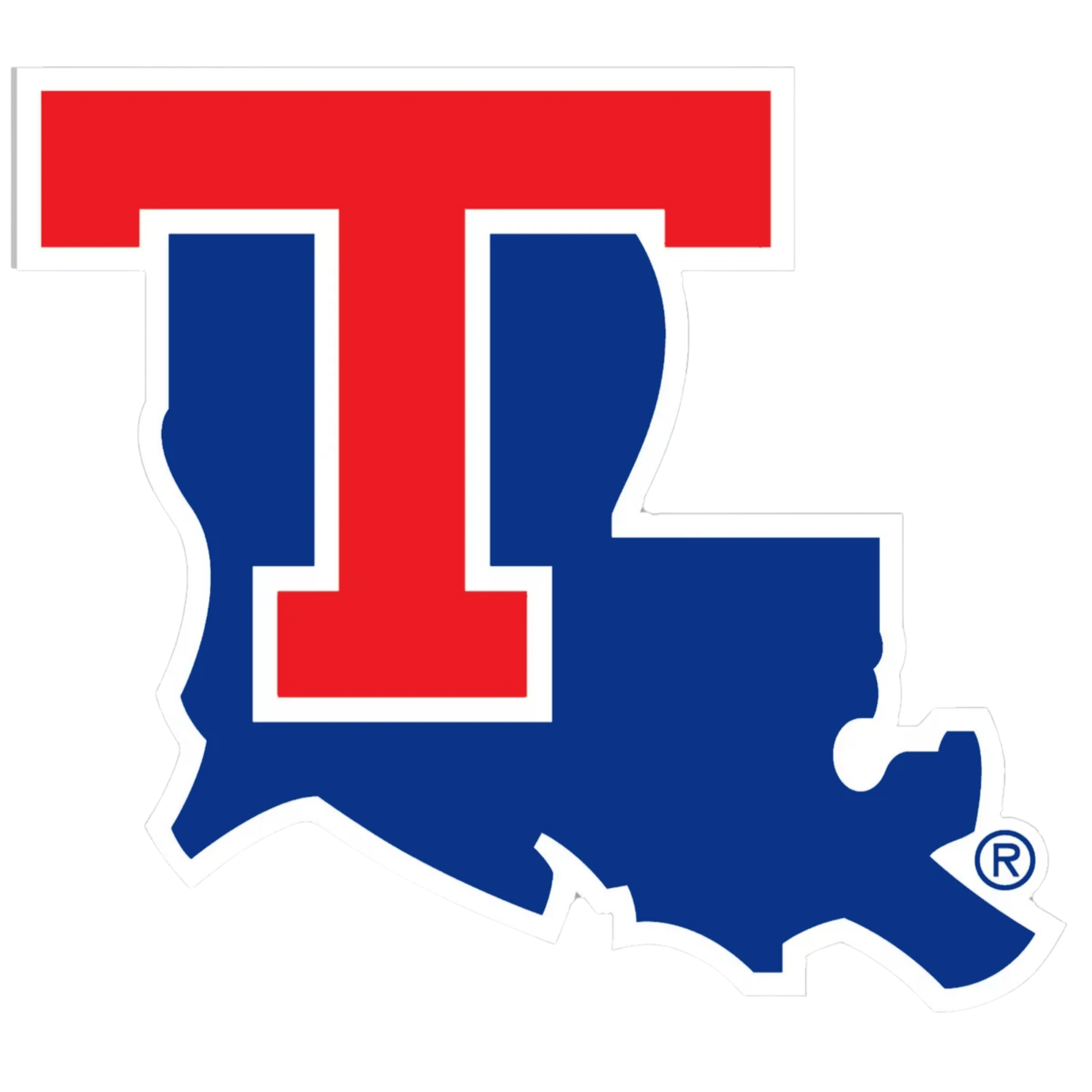 College logo with a cutout of the state of Louisiana in blue with a red letter T overlayed at the top.